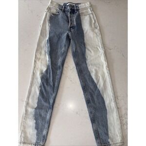 PacSun Bleached Side Ultra High Rise Slim Fit Blue White Stripe Jeans Women's 23